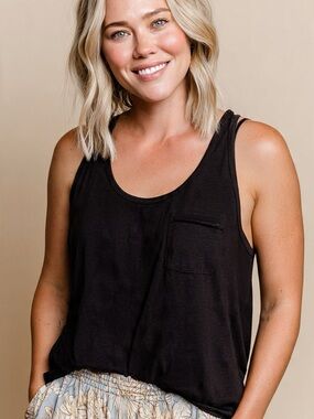 Ava & Viv Black Relaxed Tank Top Tee